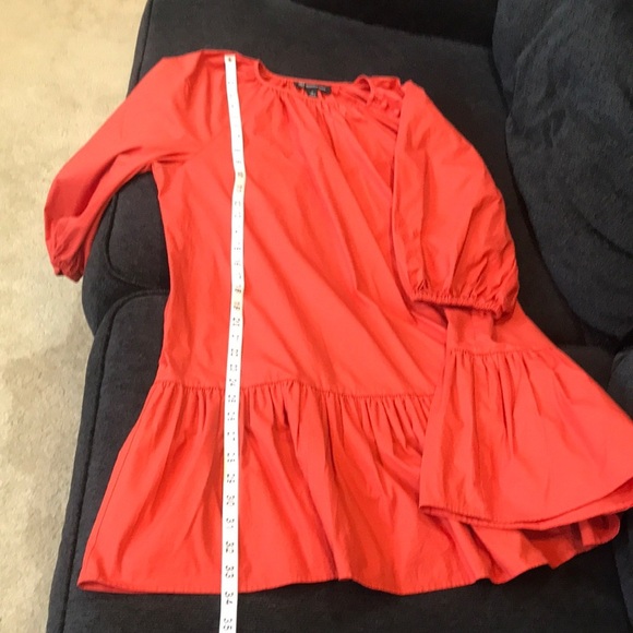 INC International Concepts 97% Cotton Mini Dress w/Puffed Sleeves Ruffle Hem-M - Picture 13 of 14